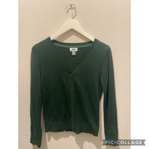 X-Large (14) Green Old Navy Long Sleeve Sweater V-Neck Button Up